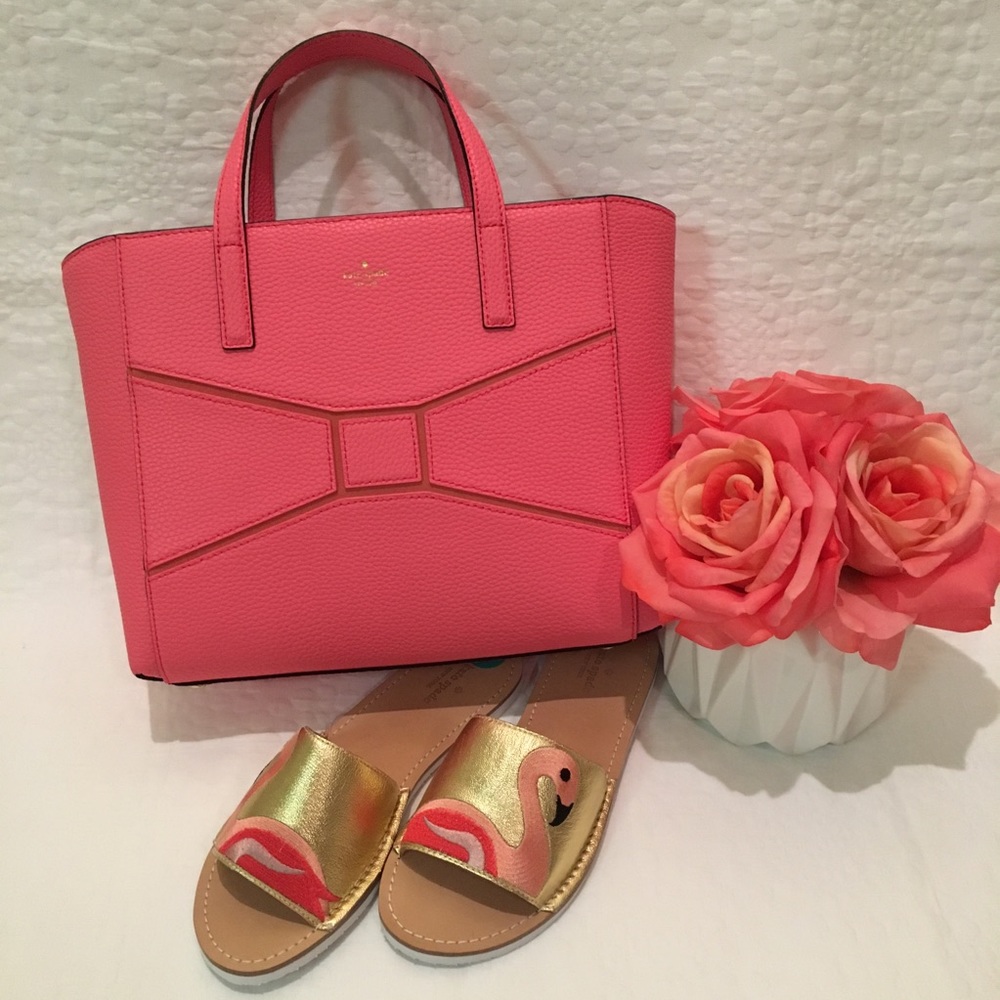 🚫🚫SOLD🚫🚫Kate Spade Flamingo Pink Bow Purse - Picture 1 of 6